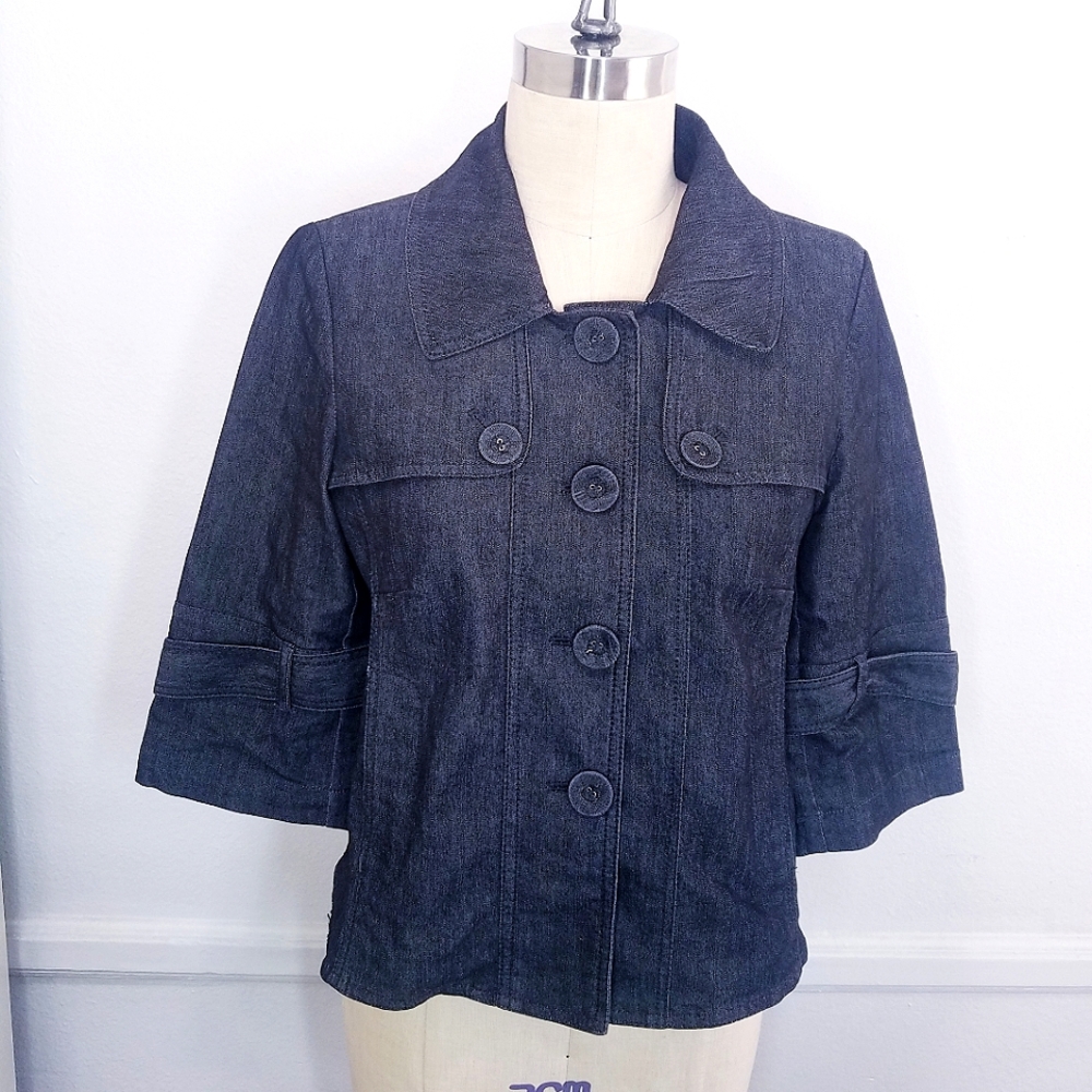 Sandro | Denim Crop Short Sleeve Jacket Medium